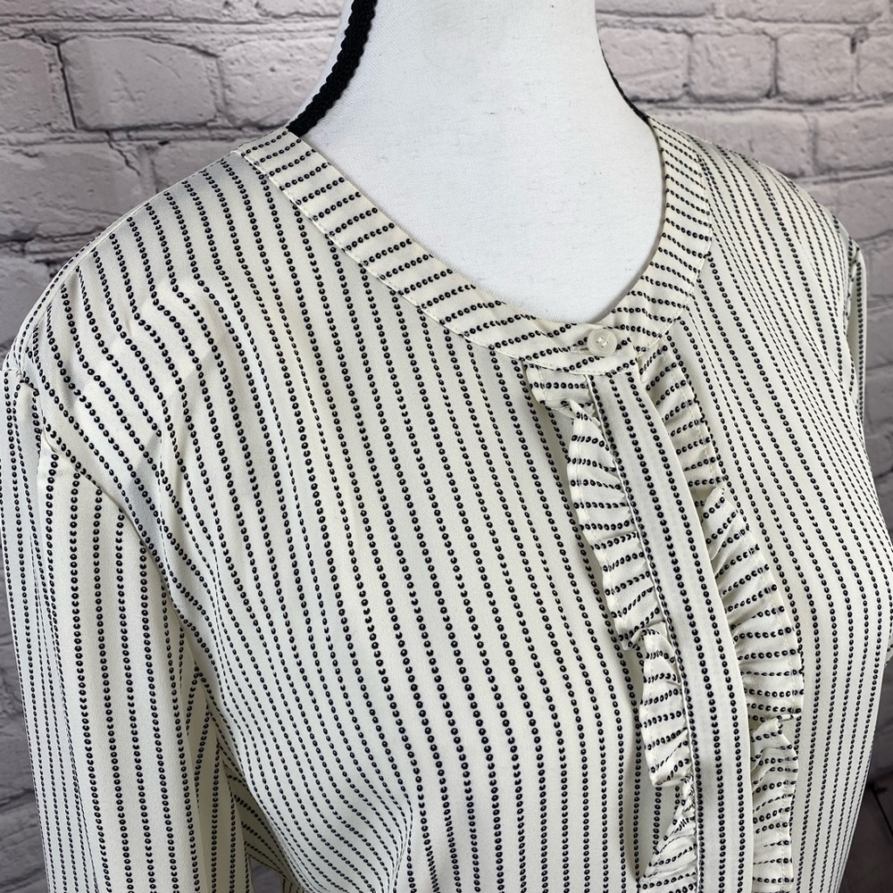 Talbots Striped Ruffle Blouse Button Down size Large - Picture 3 of 13